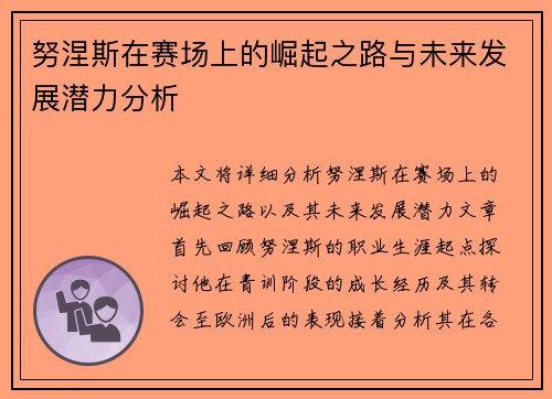 努涅斯在赛场上的崛起之路与未来发展潜力分析